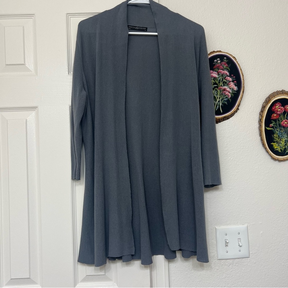 Peruvian Connection Gray Lightweight Cardigan Swe… - image 1